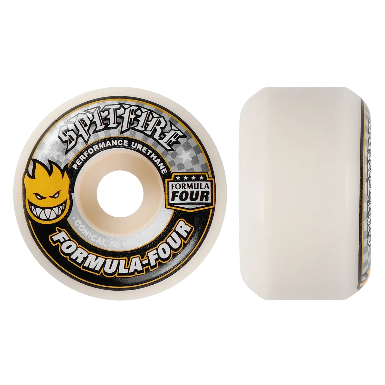 Spitfire Formula Four Conical Wheels (White/Yellow) 56mm 99A 4er Pack
